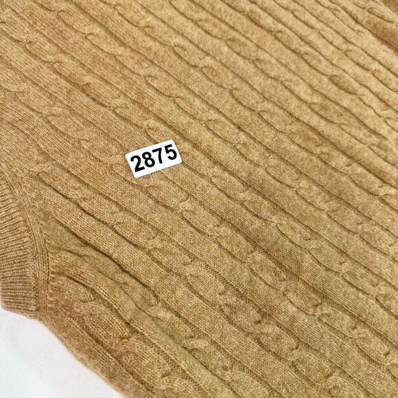 Alan Paine Vest Womens Large Eu40 Tan Lambswool Cable Knit Sweater Grandpa - Picture 6 of 6